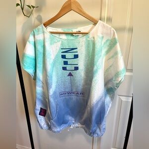 Vintage 90s Zulu AirWEAR tie-dye oversized graphic shirt blue/green
